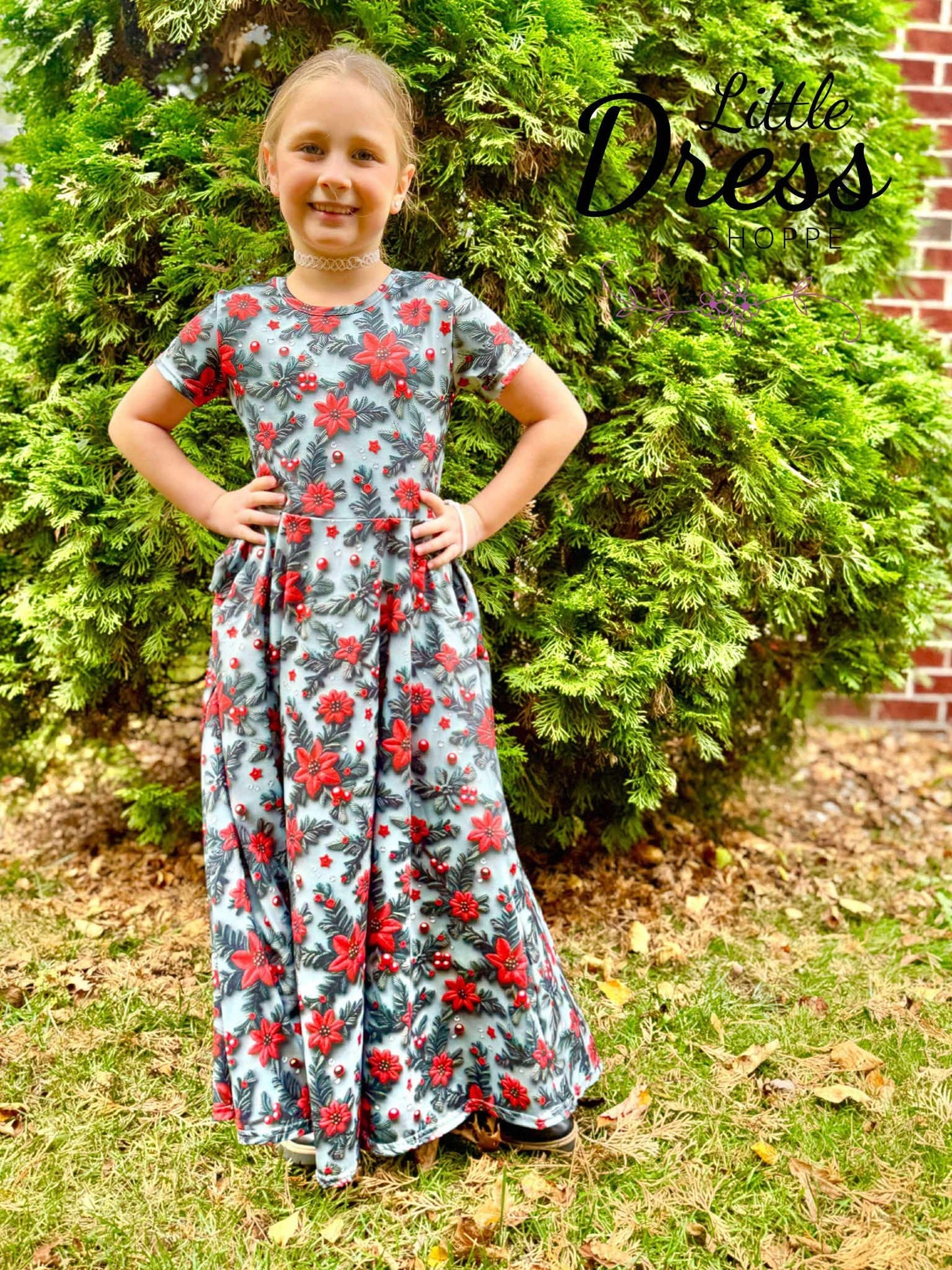 Poinsettia Maxi Twirl Dress