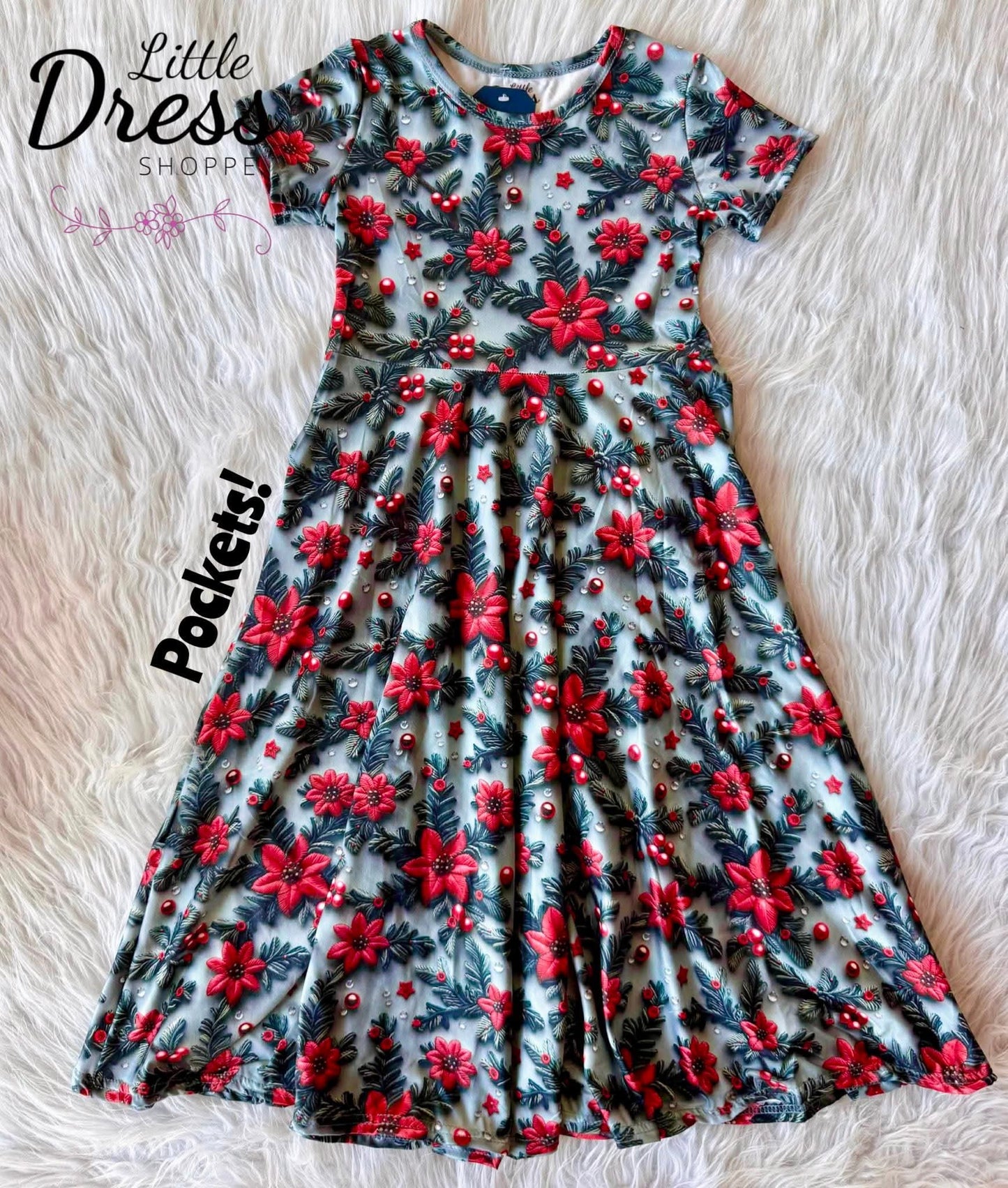 Poinsettia Maxi Twirl Dress