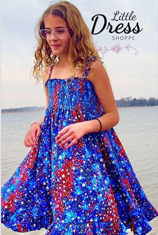 Sparkle Stars Smocked Twirl Dress