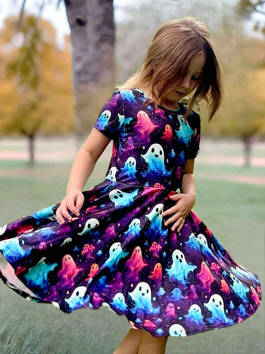 Black & Neon Ghost Twirl Dress