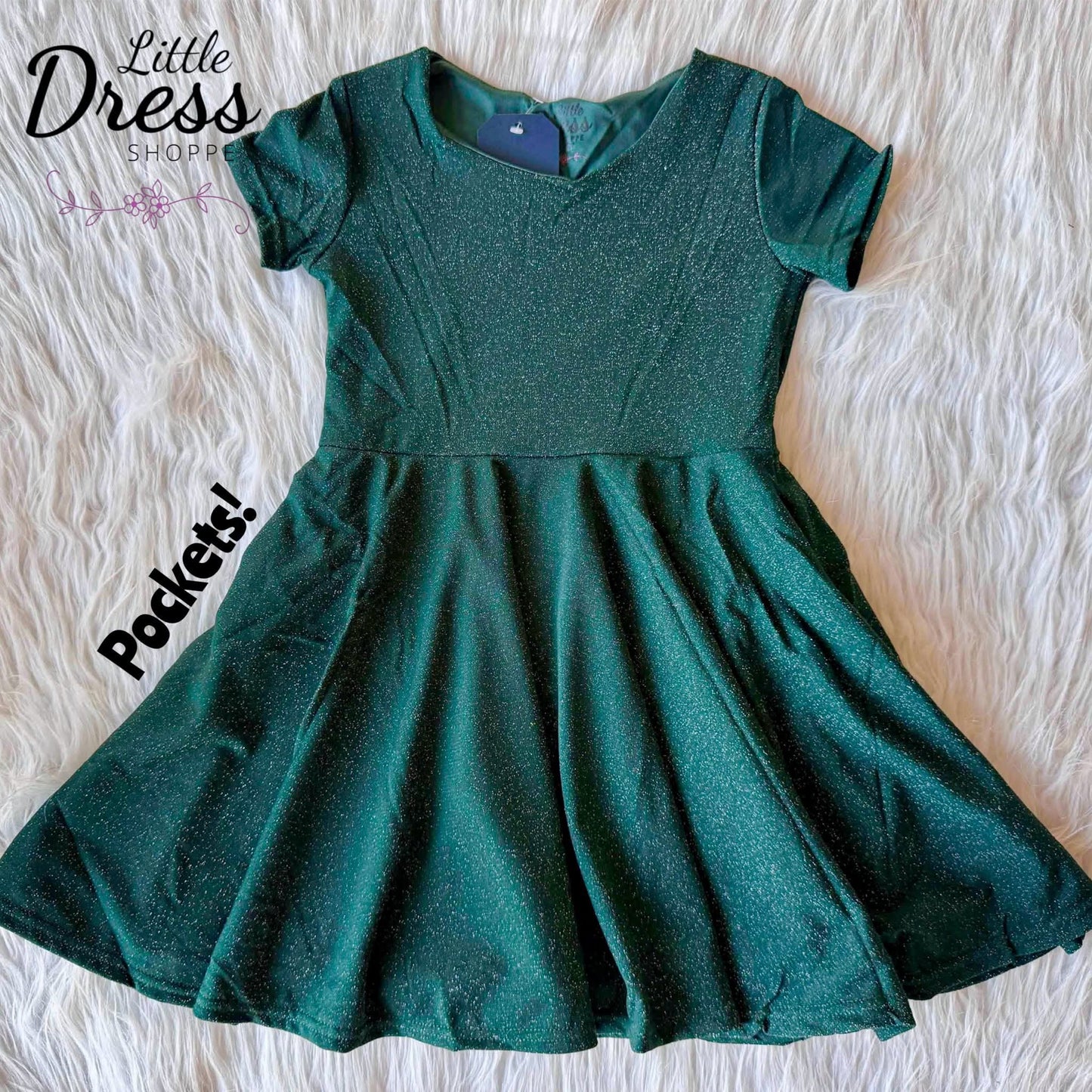 Emerald Green Glitter Twirl Dress
