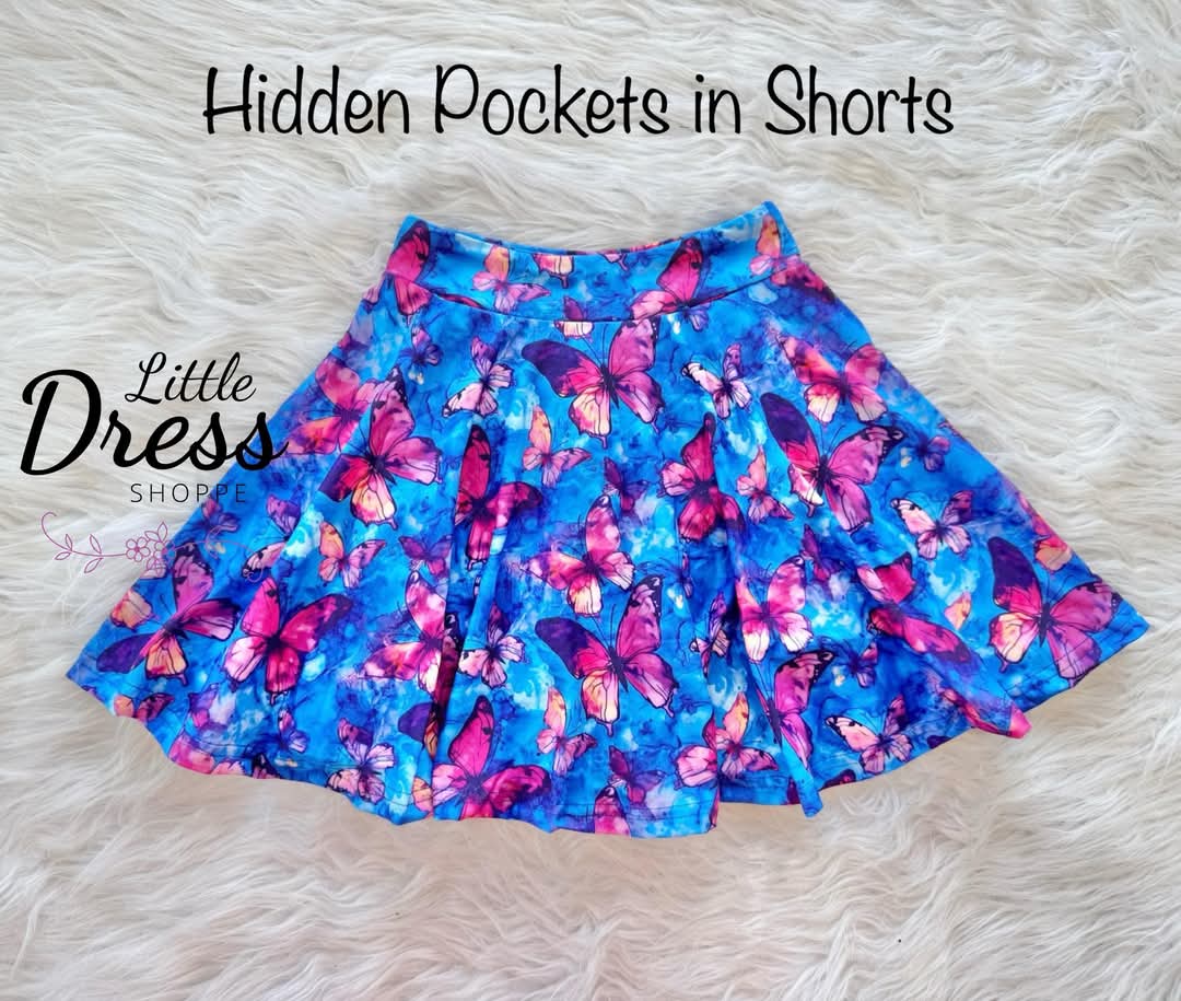 Beautiful Butterfly Hidden Pocket Skort