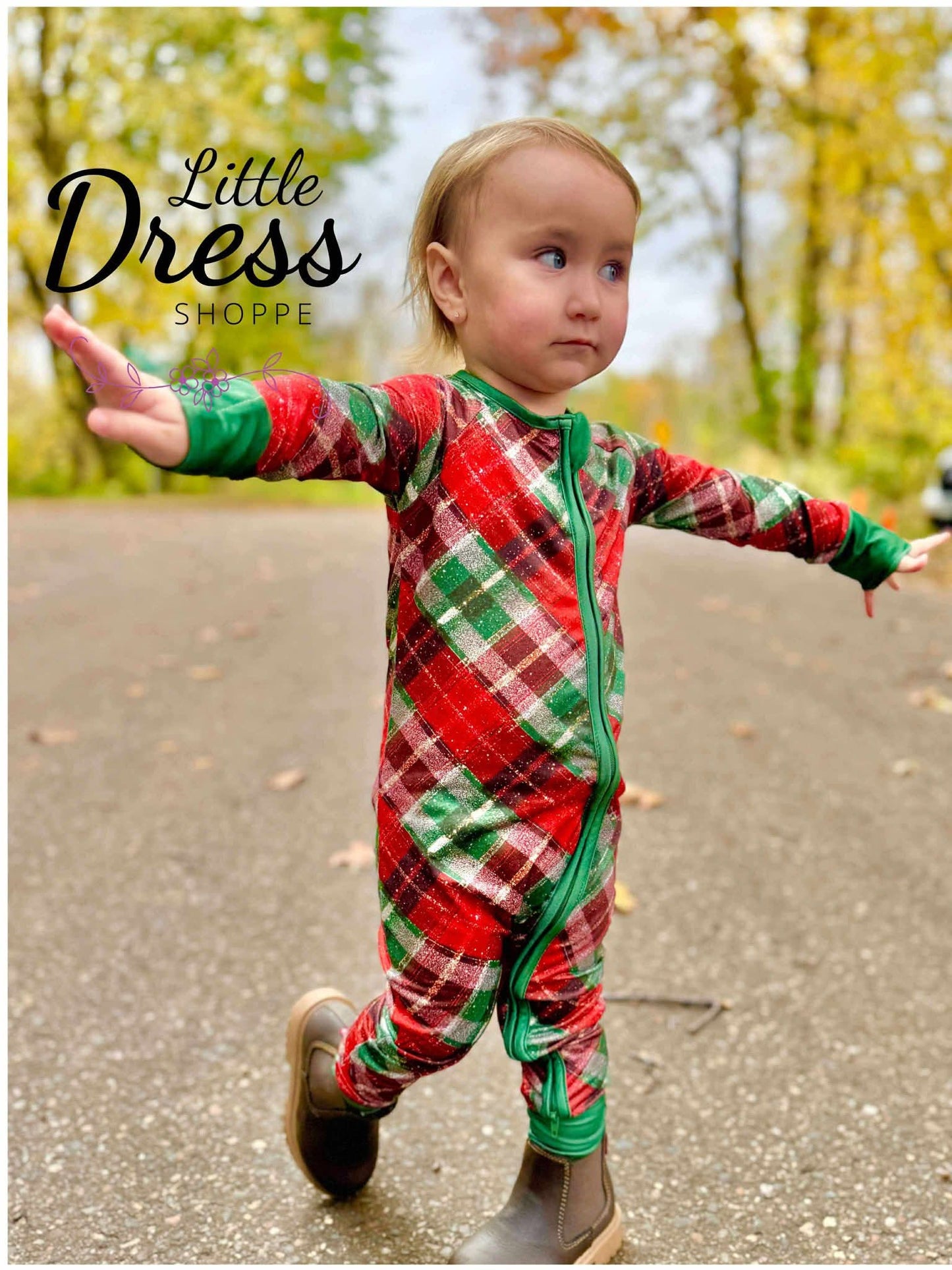 Christmas Plaid Matching Zippy Romper