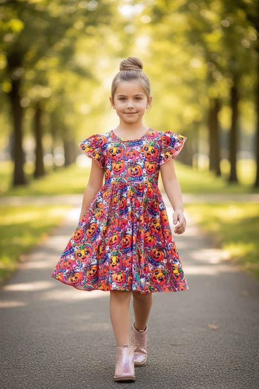 Fun and Flashy Pumpkin Twirl Dress