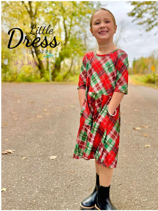 Christmas Plaid Matching Twirl Dress