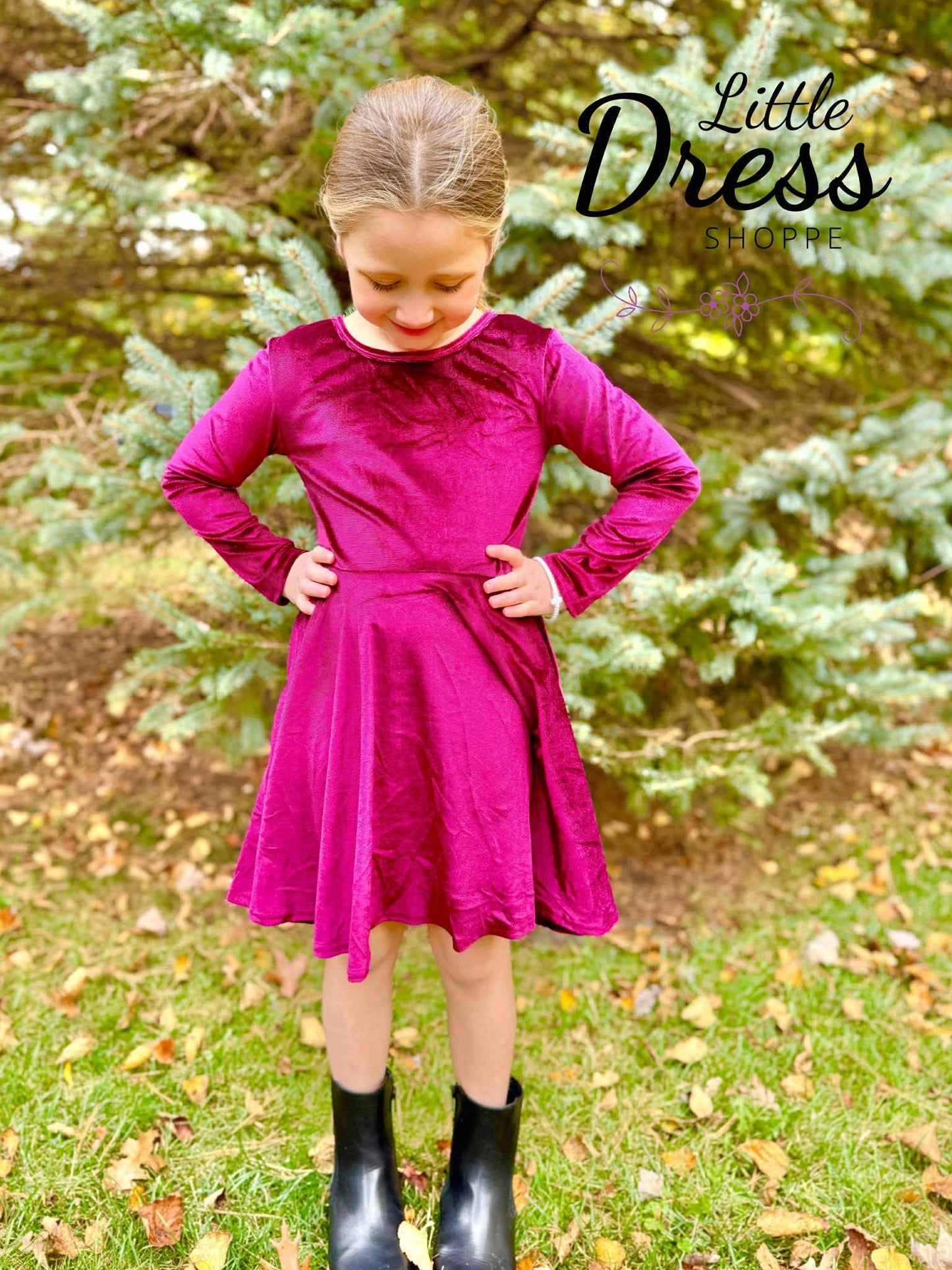 Wine Velvet Twirl Dress