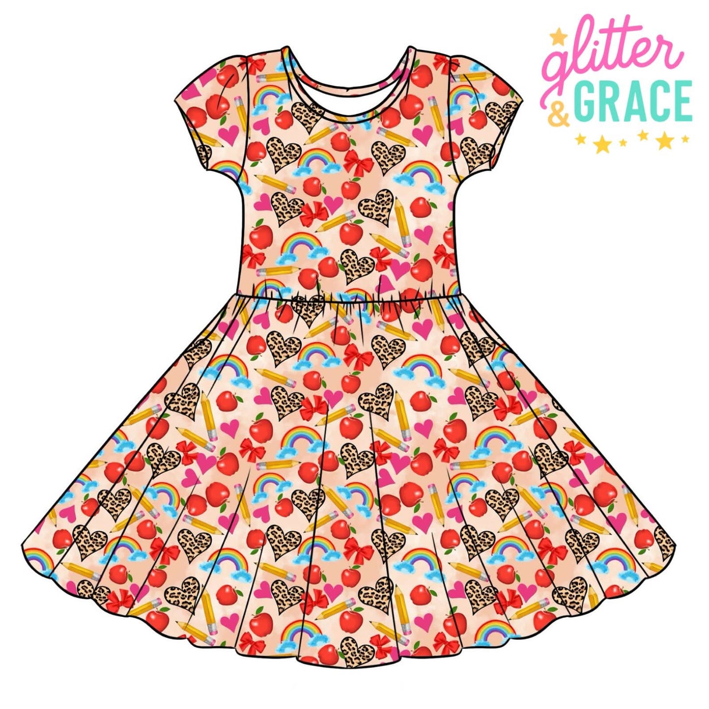 Back to School Rainbows Twirl Dress