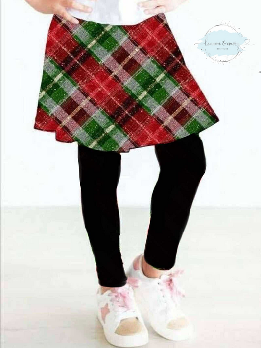Christmas Plaid Matching Skirted Leggings