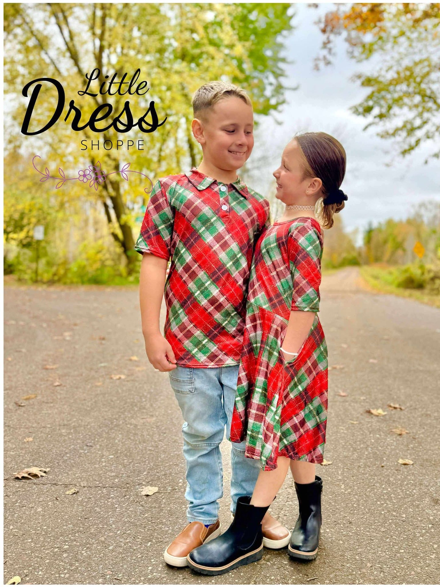 Christmas Plaid Matching Twirl Dress
