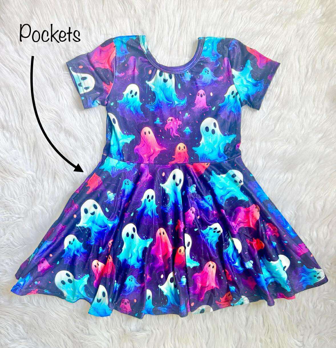 Black & Neon Ghost Twirl Dress