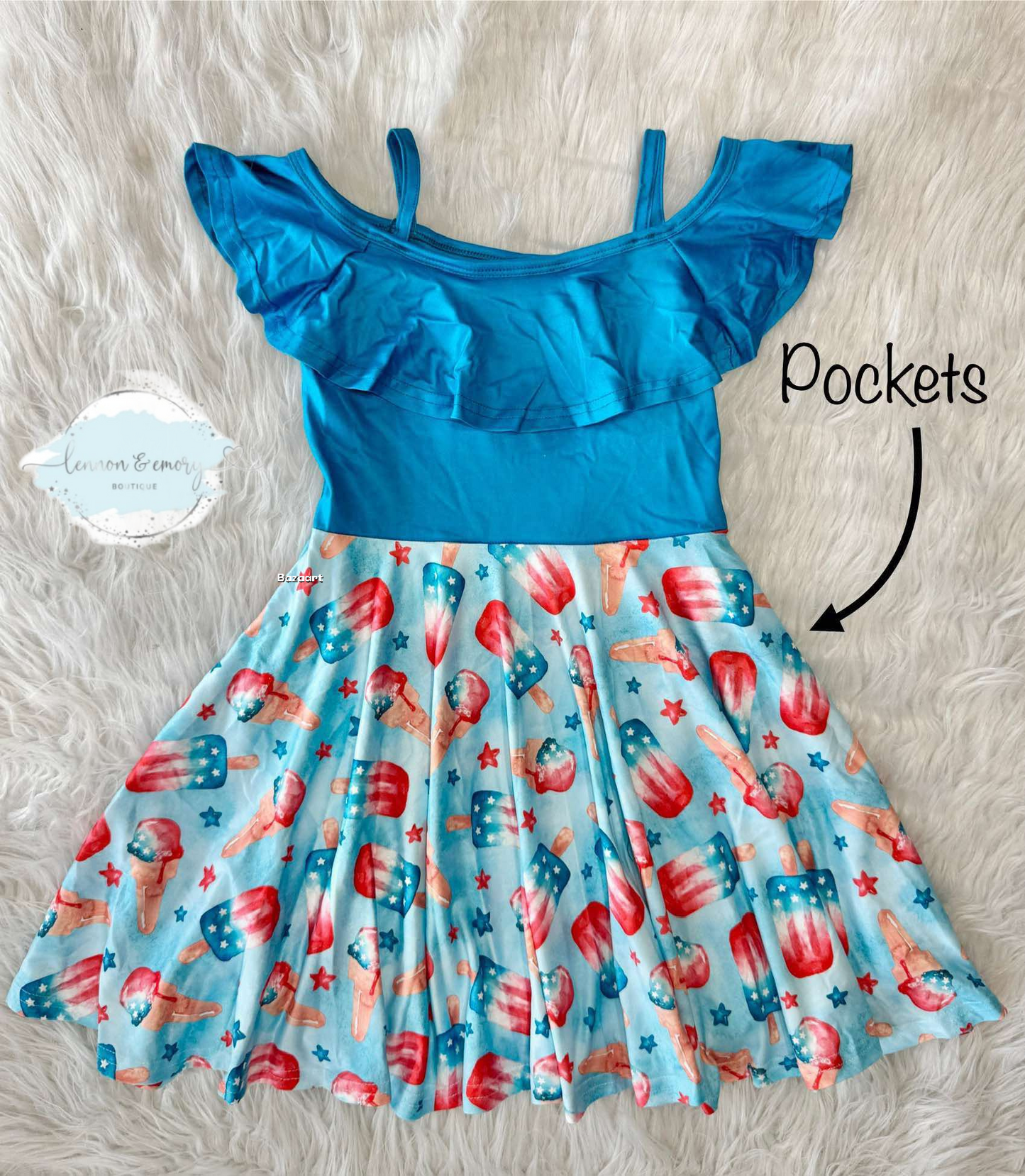 Patriotic Pops Shoulder Twirl Dress