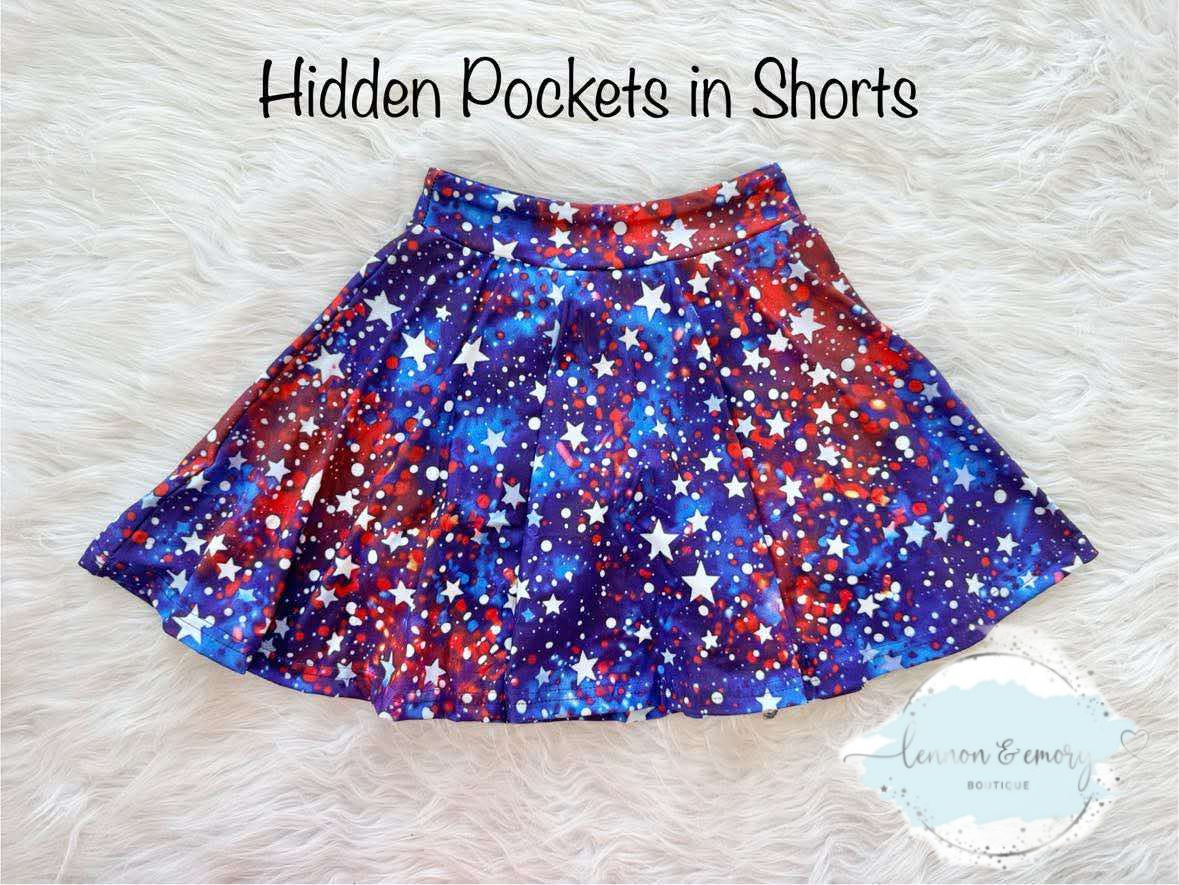 Sparkle Star Hidden Pocket Skort