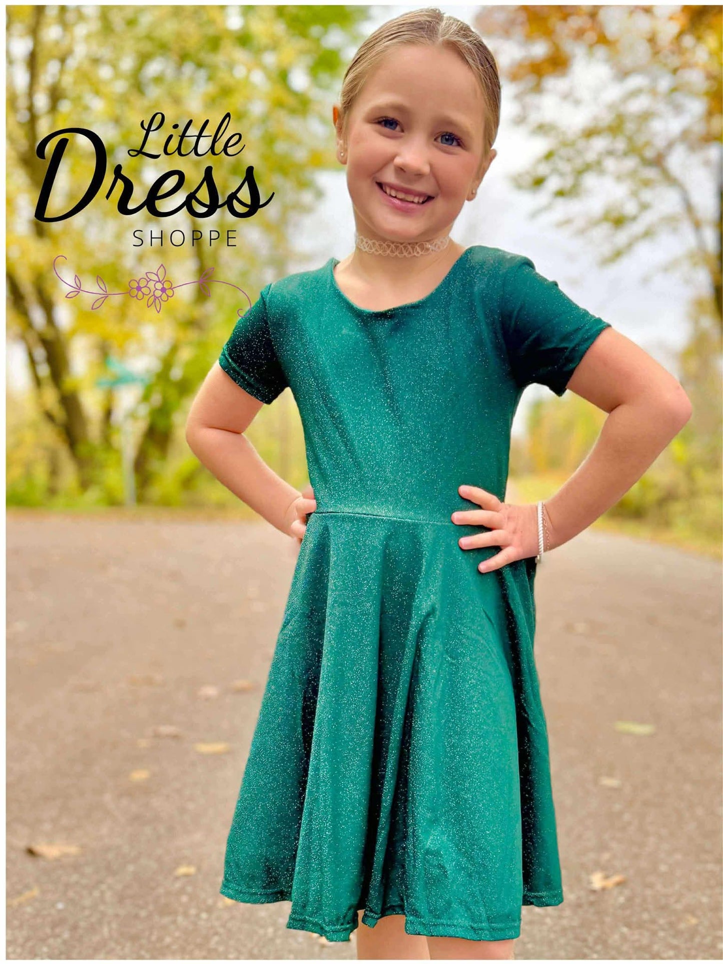 Emerald Green Glitter Twirl Dress