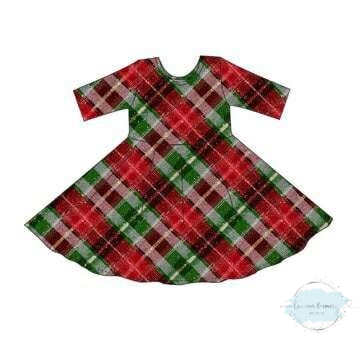 Christmas Plaid Matching Twirl Dress