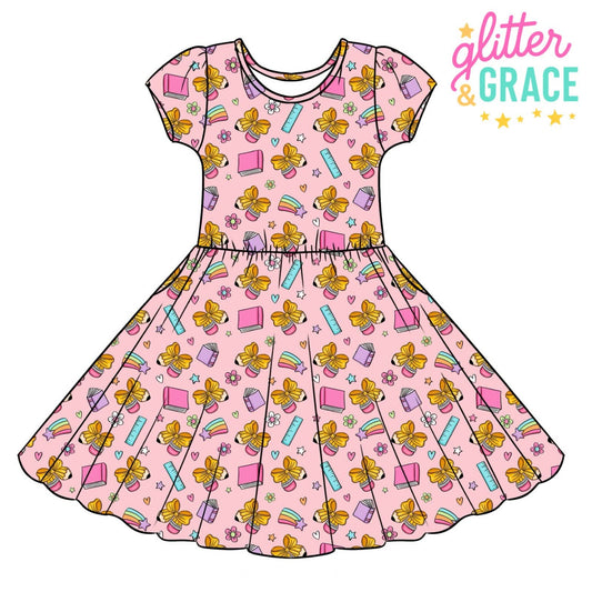 Back to School Bows Twirl Dress