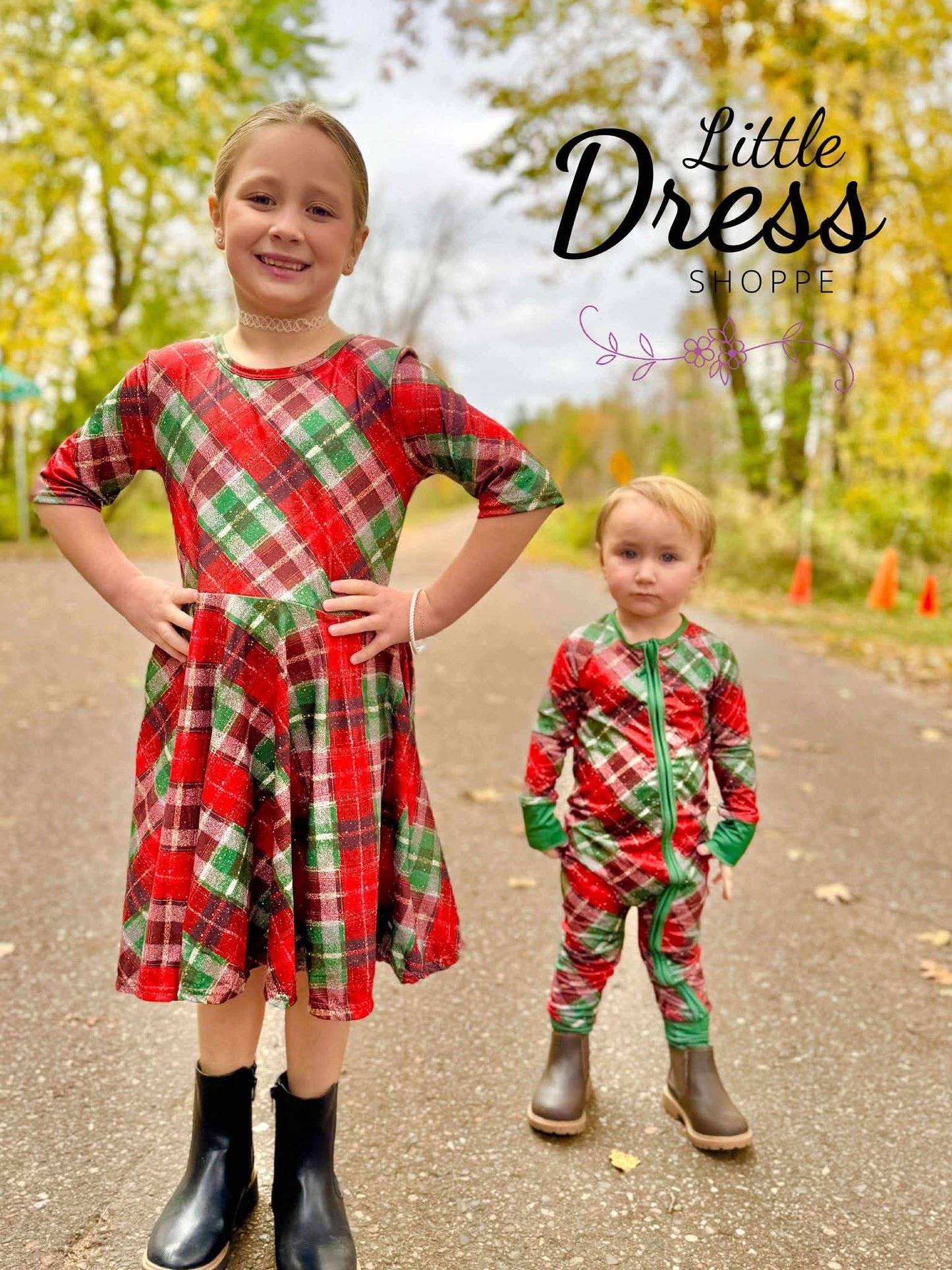 Christmas Plaid Matching Zippy Romper