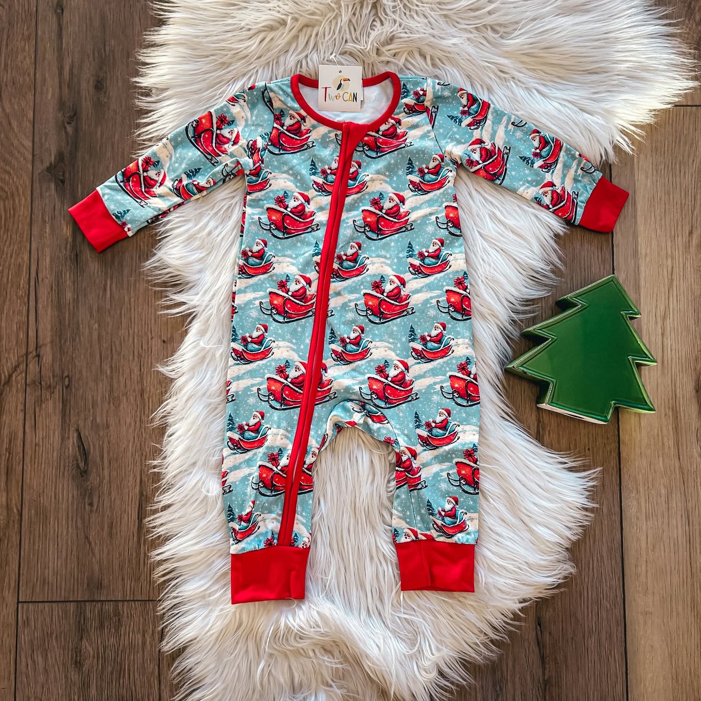 Santa's Sleigh Zipper Romper