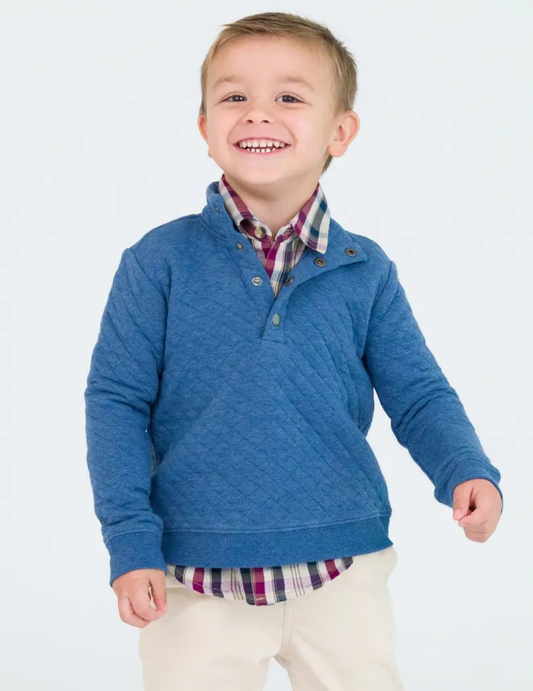Heather Blue Quilted Pull-Over