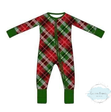 Christmas Plaid Matching Zippy Romper