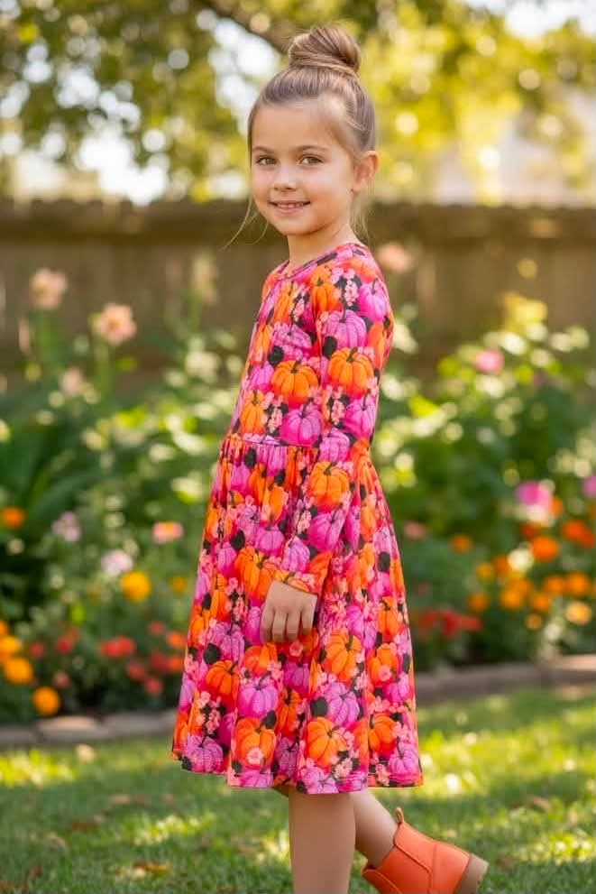Long Sleeve Pumpkin Twirl Dress