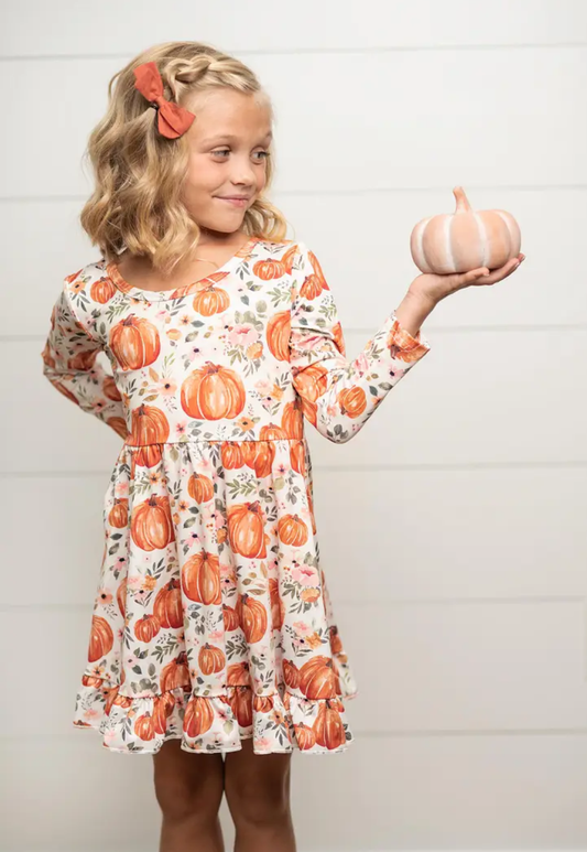 Floral Pumpkin Twirl Dress