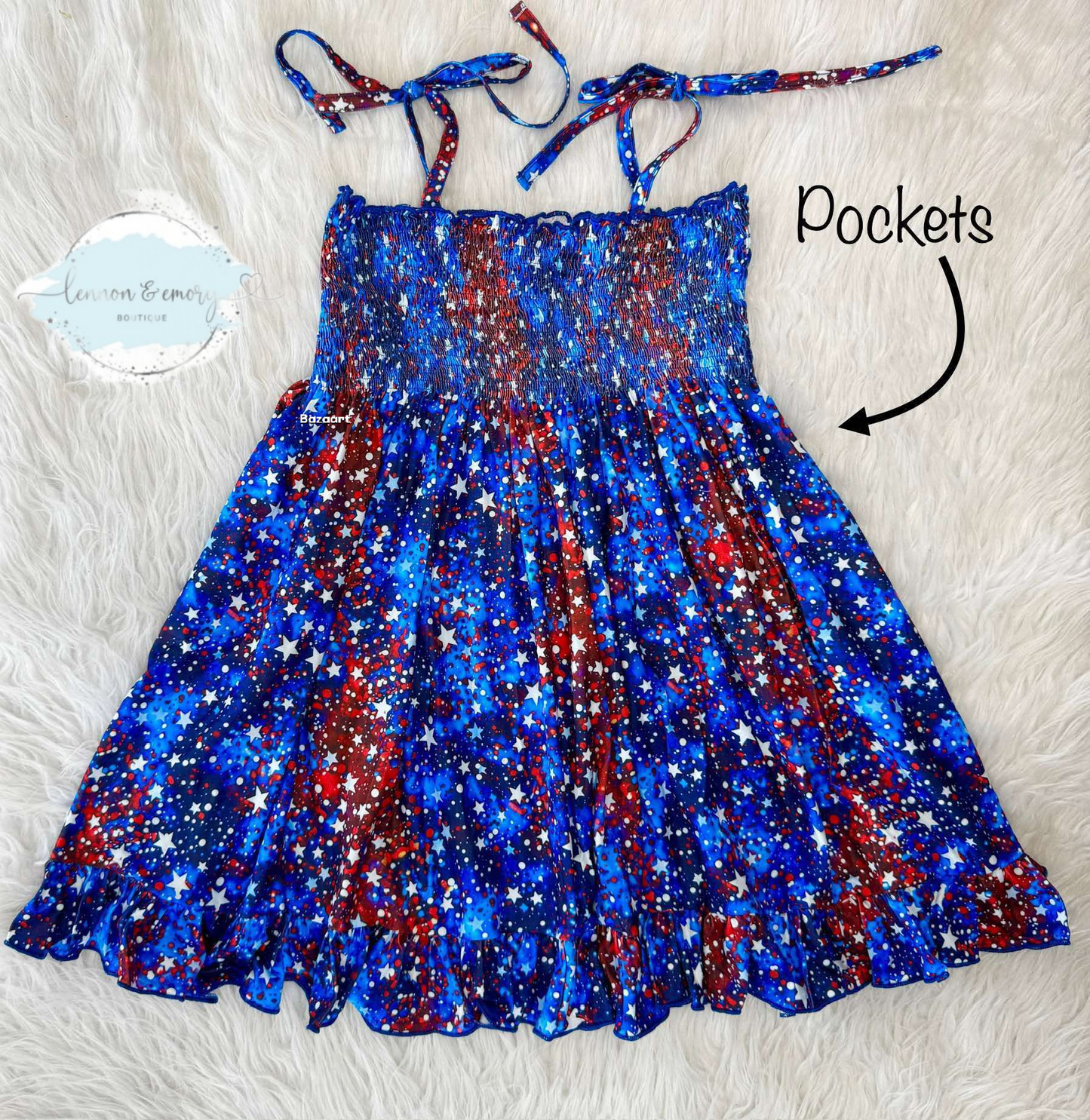 Sparkle Stars Smocked Twirl Dress