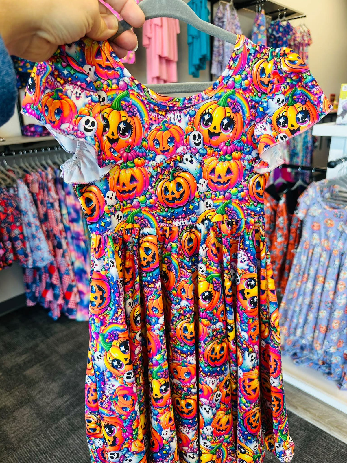 Fun and Flashy Pumpkin Twirl Dress