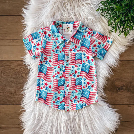 Flowing Flags Button Up
