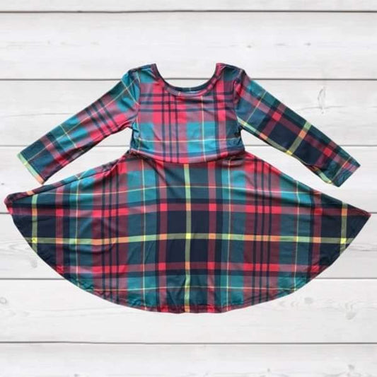 Christmas Plaid Twirly Dress