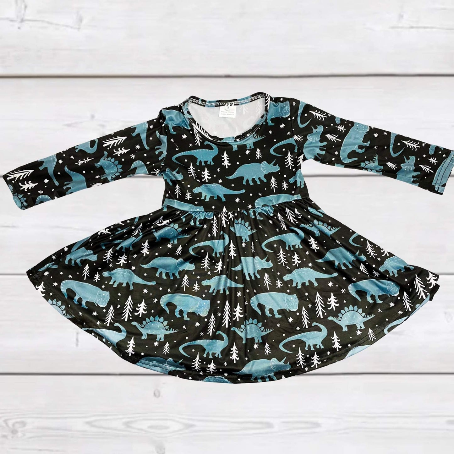 Winter Dinosaur Wonderland Twirly Dress