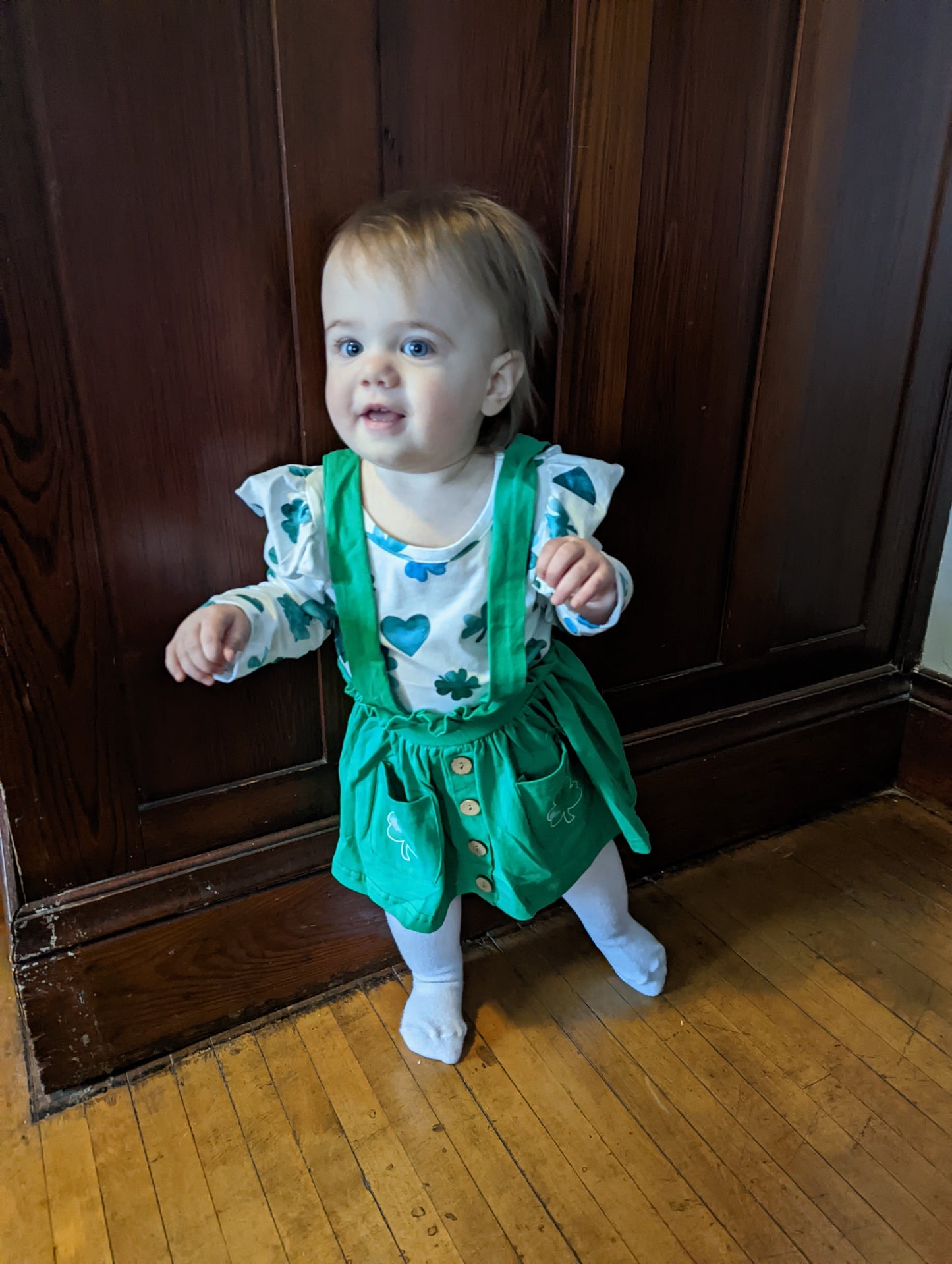 Green Shamrock Suspender Skirt Set