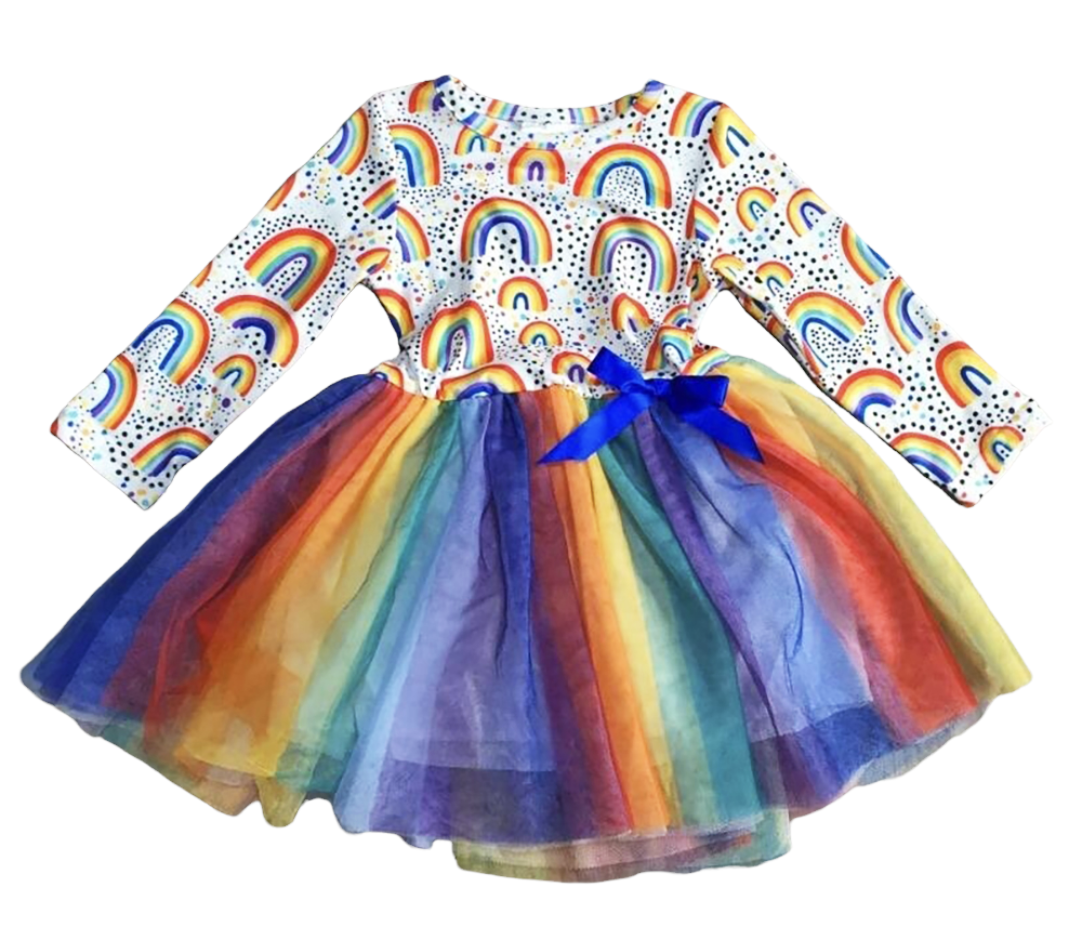 Ombre Rainbow Tulle Party Dress