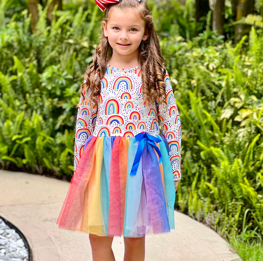 Ombre Rainbow Tulle Party Dress