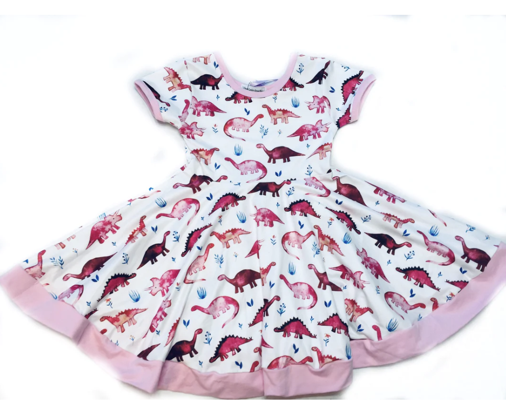 Pink Dinosaur Twirl Dress
